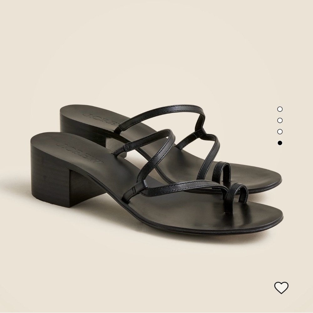 NIB J.Crew Leather Strappy Toe Ring Sandal with Stacked Heel